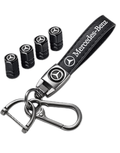 7Cylinder Tire Valve Caps Caps with Leather Keychain Combo