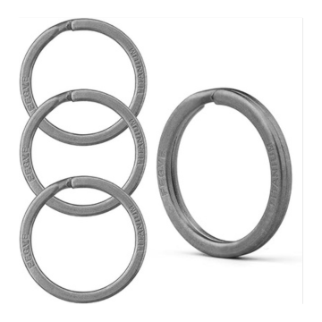 FEGVE Titanium Key Rings Split Rings 4 Packs, for Home Car Keys Organization, Non-Magnetic, Sandblasted