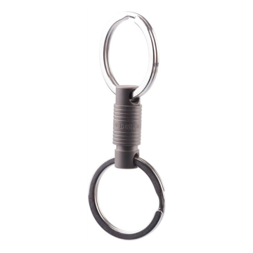 FEGVE Swivel Key Ring Quick Release Titanium Pull Apart Removable Key Ring with 2 Stainless Steel Key Rings, gray, S