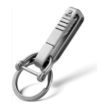 FEGVE Keychain Clip, Titanium Belt Clip Key Clip with Key Ring, Key Chain Clip Belt Key Holder Black Keychain for men