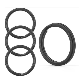 FEGVE Titanium Key Rings Split Rings 4 Packs, for Home Car Keys Organization, Sandblasted (Black - 25mm/1 inch)