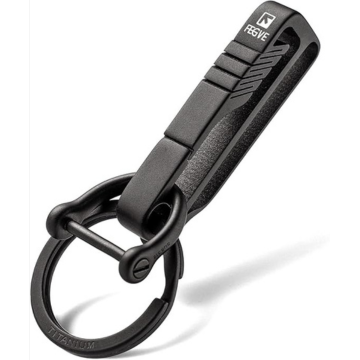 FEGVE Duty Belt Key Holders Titanium Carabiner Keychain Belt Clip with Keyring for Keys,Gifts for Men Dad Black - BK1, M