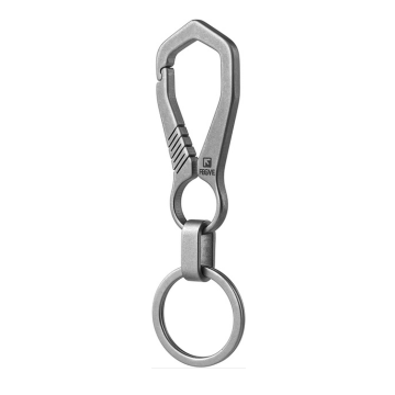 FEGVE Titanium Key Chain with Key Ring,Carabiner Car Key Chains for Men and Women, Gray, M