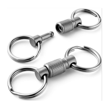 FEGVE Titanium Quick Release Swivel Keychain, Pull Apart Detachable Keychain Heavy Duty Car Key Holder with 4 Stainless Steel Key Rings-2pcs