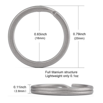 FEGVE Titanium Key Rings Split Rings 4 Packs, for Home Car Keys Organization, Non-Magnetic, Sandblasted - Image 2