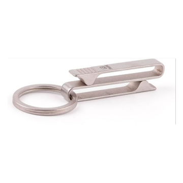 FEGVE Key Belt Clip, Titanium Key Ring Hole Key Carabiner Clip with Titanium Key Ring for Men, gray, M