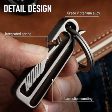 FEGVE Keychain Clip, Titanium Belt Clip Key Clip with Key Ring, Key Chain Clip Belt Key Holder Black Keychain for men - Image 2