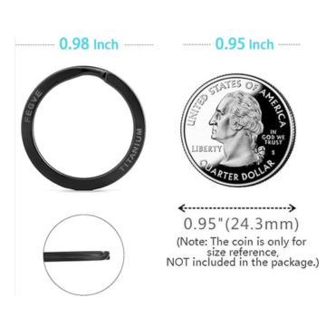FEGVE Titanium Key Rings Split Rings 4 Packs, for Home Car Keys Organization, Sandblasted (Black - 25mm/1 inch) - Image 2