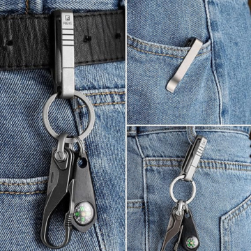 FEGVE Keychain Clip, Titanium Belt Clip Key Clip with Key Ring, Key Chain Clip Belt Key Holder Black Keychain for men - Image 3
