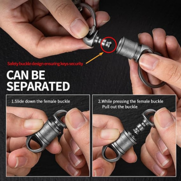 FEGVE Quick Release Keychain with 2 Key Rings Titanium, Detachable Pull Apart Keychain Heavy Duty Carabiner Key Chain for Men and Women - Image 3