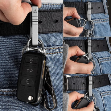 FEGVE Keychain Clip, Titanium Belt Clip Key Clip with Key Ring, Key Chain Clip Belt Key Holder Black Keychain for men - Image 4