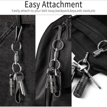 FEGVE Titanium Quick Release Swivel Keychain, Pull Apart Detachable Keychain Heavy Duty Car Key Holder with 4 Stainless Steel Key Rings-2pcs - Image 5