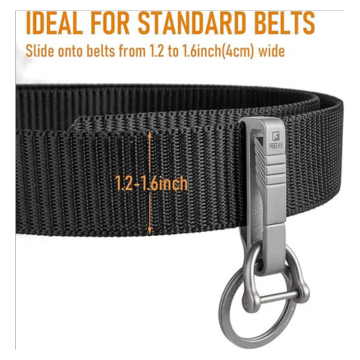 FEGVE Keychain Clip, Titanium Belt Clip Key Clip with Key Ring, Key Chain Clip Belt Key Holder Black Keychain for men - Image 6