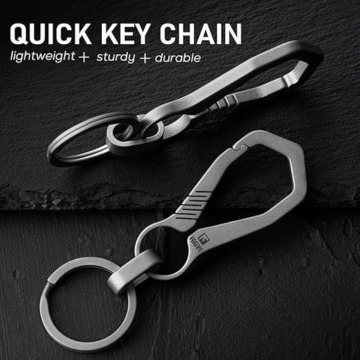 FEGVE Titanium Key Chain with Key Ring,Carabiner Car Key Chains for Men and Women, Gray, M - Image 6