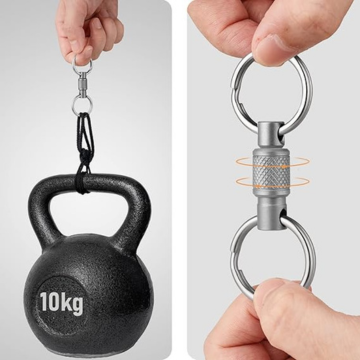 FEGVE Titanium Quick Release Swivel Keychain, Pull Apart Detachable Keychain Heavy Duty Car Key Holder with 4 Stainless Steel Key Rings-2pcs - Image 7