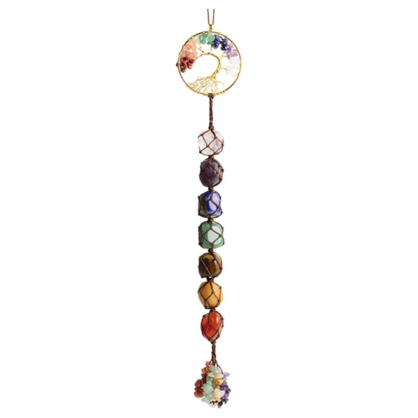 7Cylinder Hanging Ornaments for Rear View Mirrors - Tree of Life Chakra Stones.
