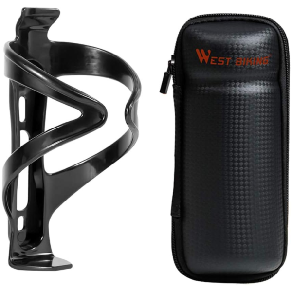 West Biking PVC Waterproof Bike Repair Kit Bag with Durable Bottle Cage Holder - Black
