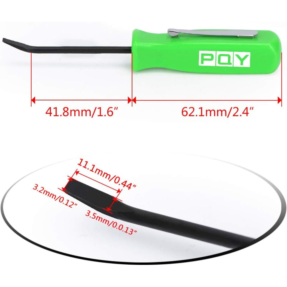 PQY 3-Piece Mini Pocket Pry Bar Set – 4.5" Length, Green - Image 4