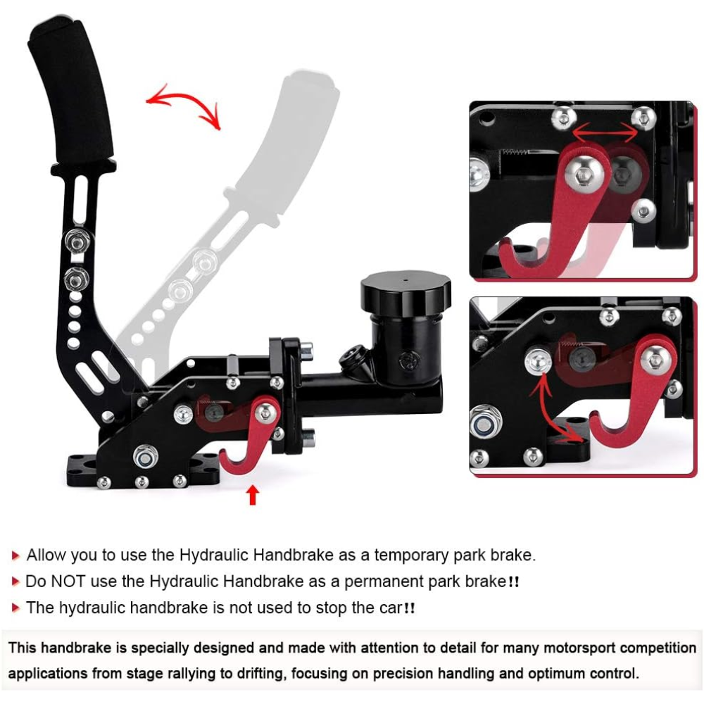 PQY Racing Hydraulic Drift Handbrake with Integrated Oil Tank – Adjustable E-Brake – Black - Image 5