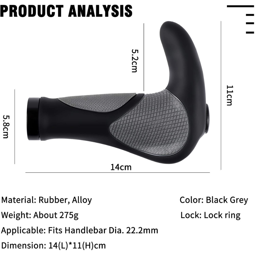 West Biking Ergonomic Bicycle Handlebar Grips with Gecko Bionic Palm Print - Black & Grey - Image 7