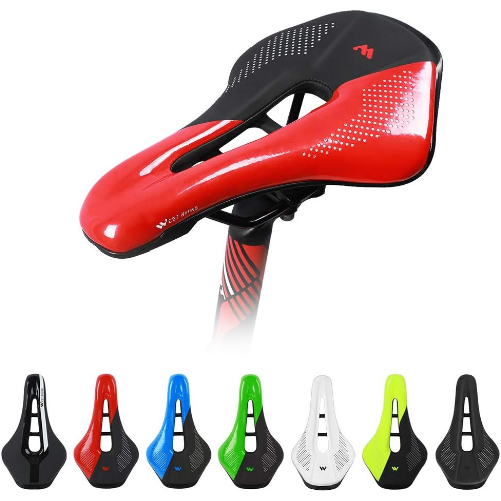 West Biking Memory Foam Padded Bicycle Saddle - White - Image 7