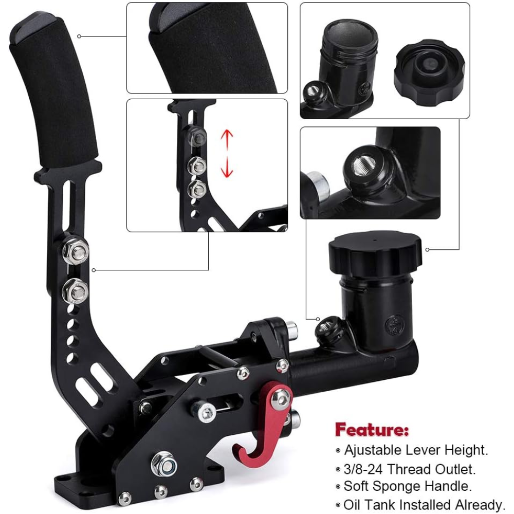 PQY Racing Hydraulic Drift Handbrake with Integrated Oil Tank – Adjustable E-Brake – Black - Image 4