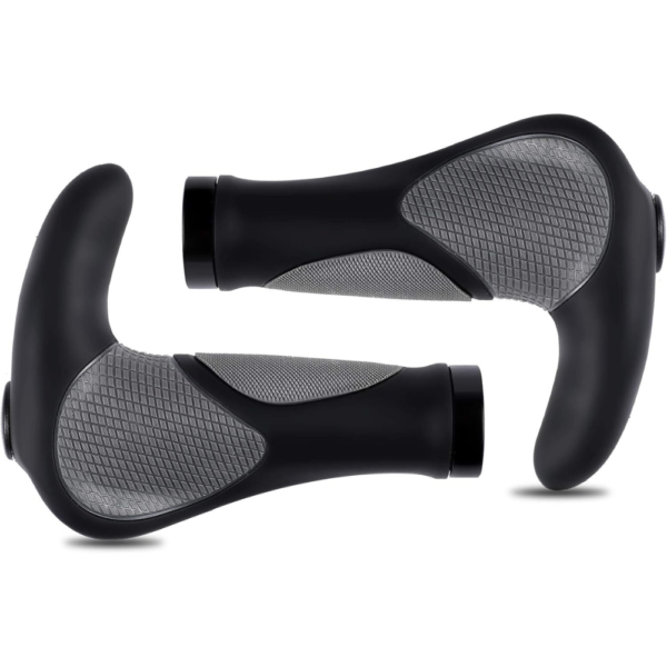 West Biking Ergonomic Bicycle Handlebar Grips with Gecko Bionic Palm Print - Black & Grey