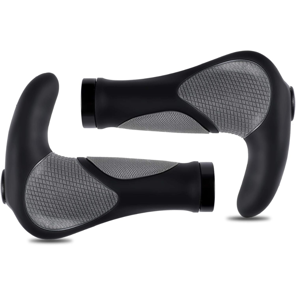 West Biking Ergonomic Bicycle Handlebar Grips with Gecko Bionic Palm Print - Black & Grey