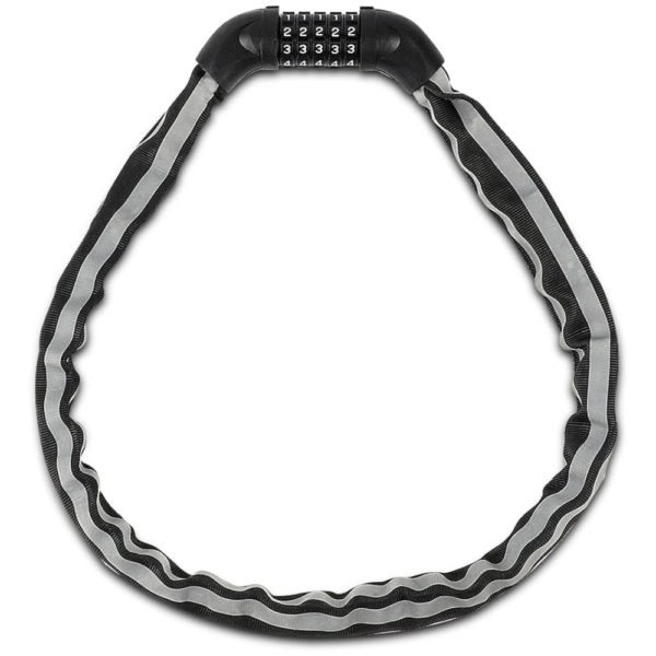 West Biking Steel 5-Digit Combination Bike Chain Lock with Reflective Protective Sleeve - Black