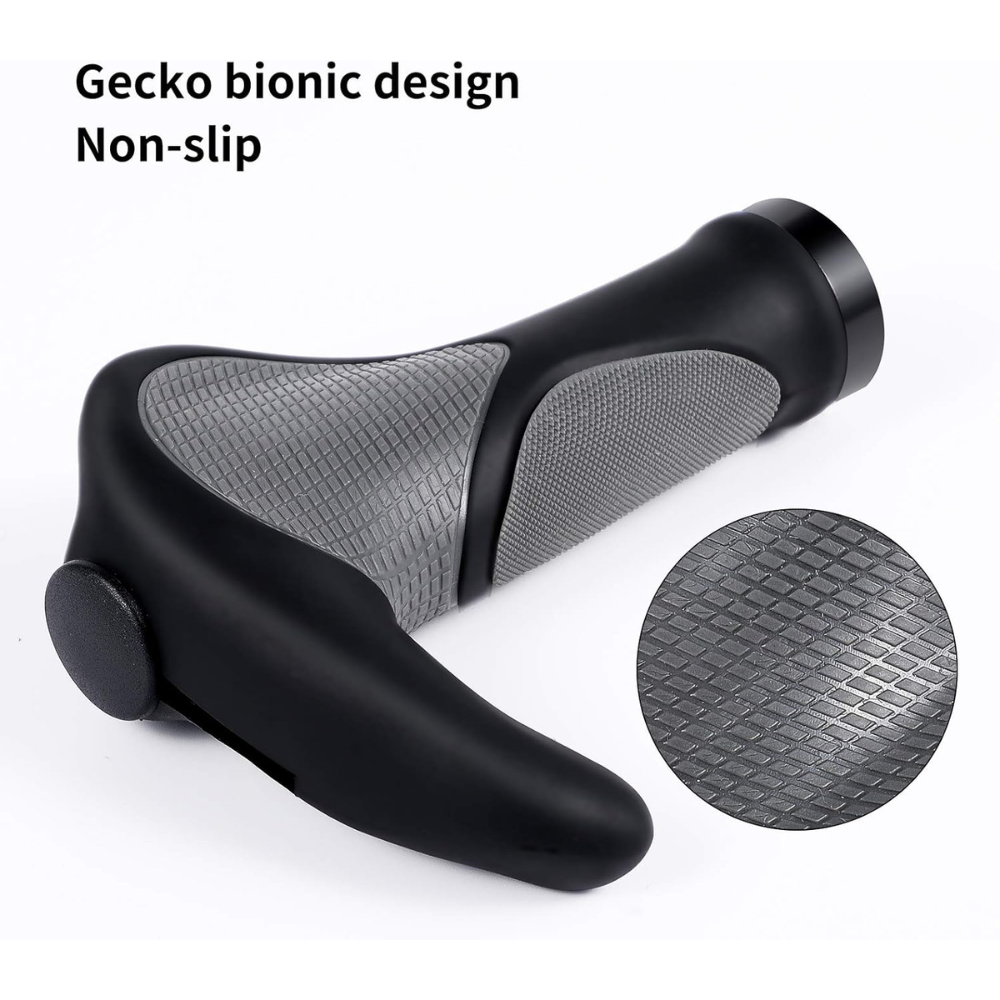 West Biking Ergonomic Bicycle Handlebar Grips with Gecko Bionic Palm Print - Black & Grey - Image 6