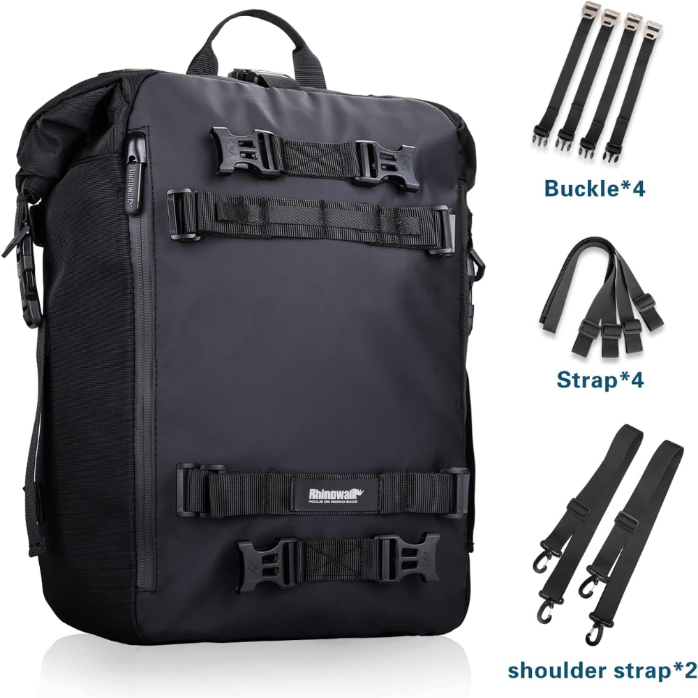 Rhinowalk Multifunctional Waterproof Motorcycle Rear Rack Trunk & Seat Bag – Black, 20 Liter - Image 4