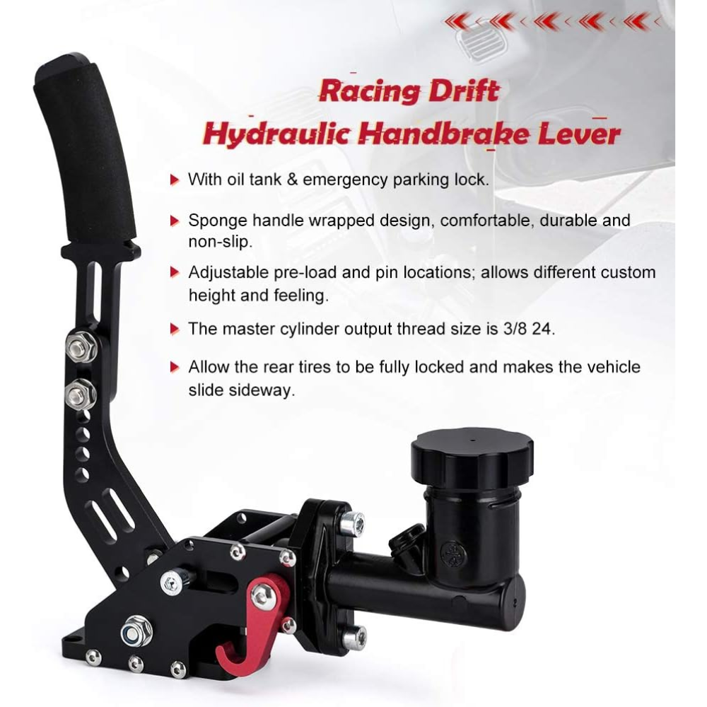 PQY Racing Hydraulic Drift Handbrake with Integrated Oil Tank – Adjustable E-Brake – Black - Image 3
