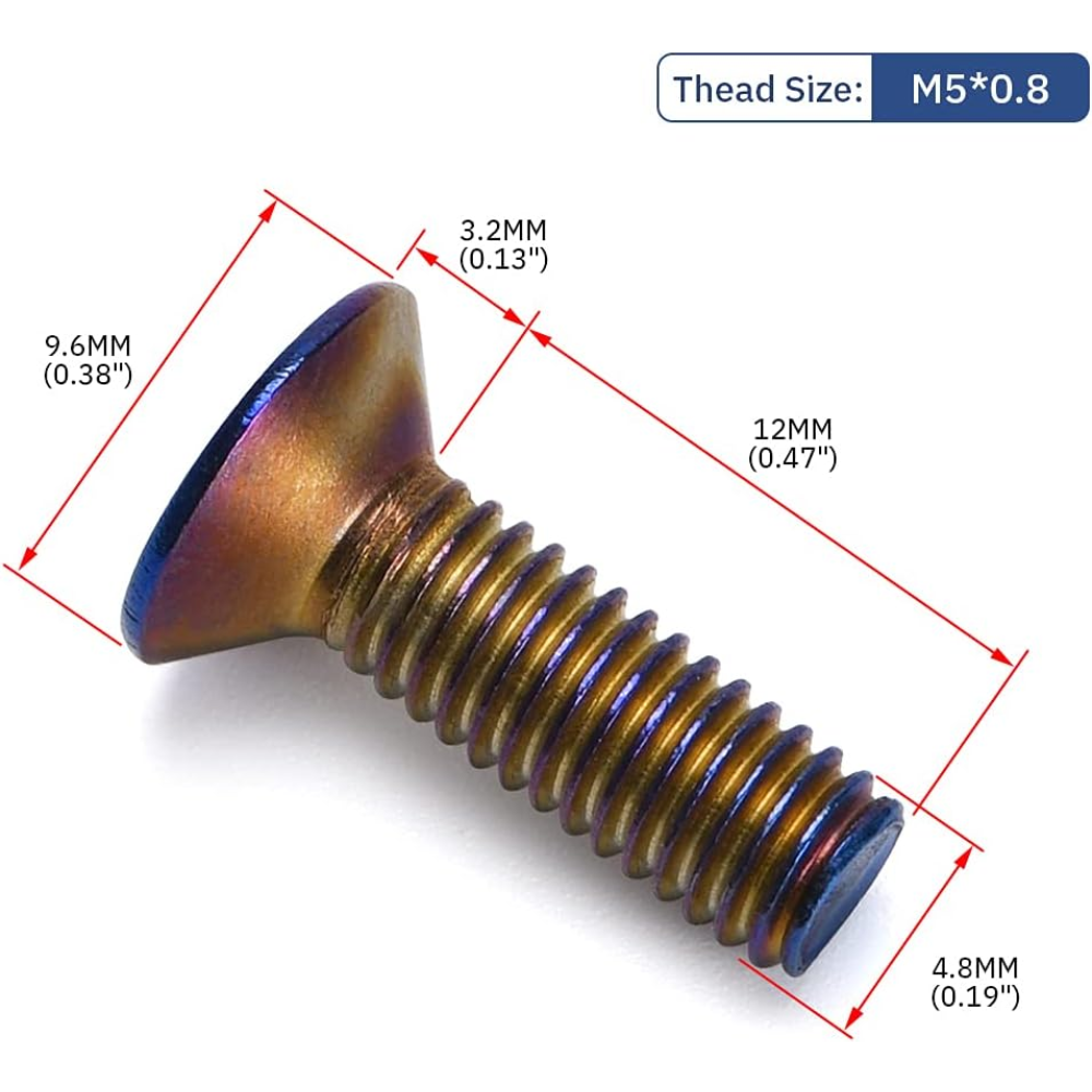 PQY 6-Piece Tapered Steering Wheel Bolts – M5×0.8 × 15mm – Burnt Titanium Finish - Image 2