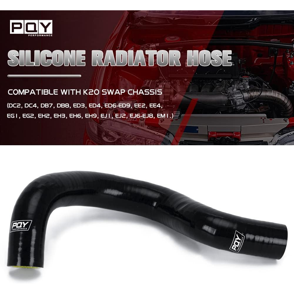PQY K-Series Swap Silicone Radiator Hose – For Honda EG/EK/EF/DC2 – Black - Image 3