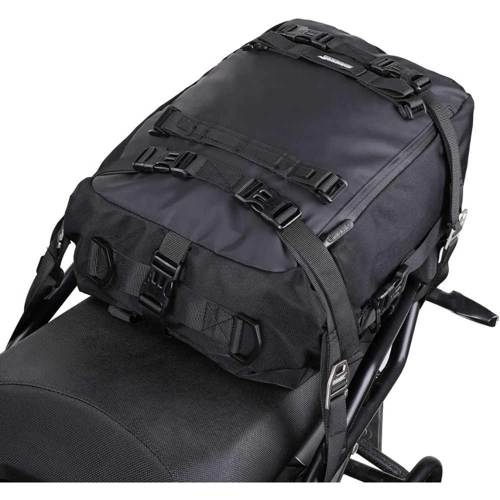 Rhinowalk Multifunctional Waterproof Motorcycle Rear Rack Trunk & Seat Bag – Black, 20 Liter