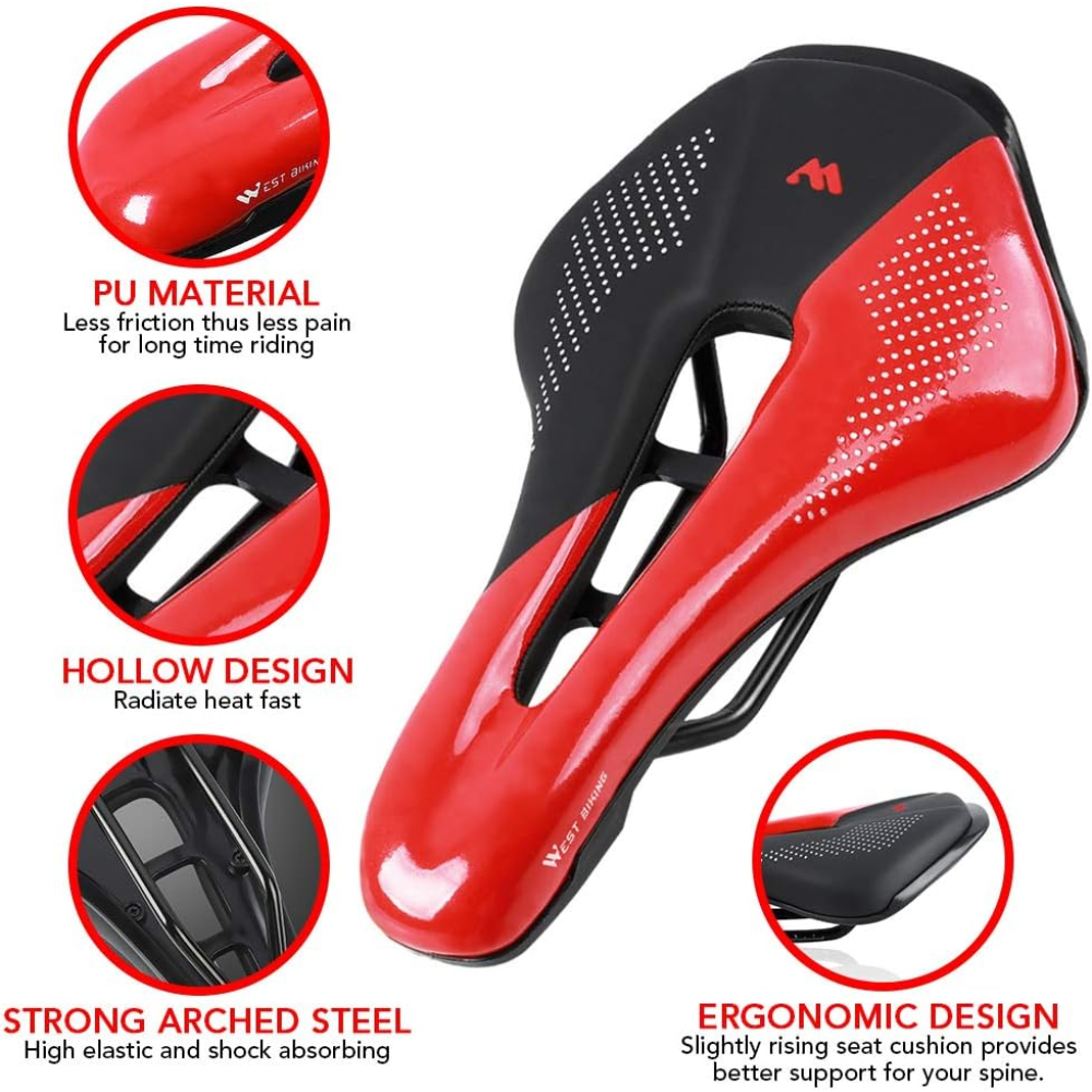 West Biking Memory Foam Padded Bicycle Saddle - White - Image 5