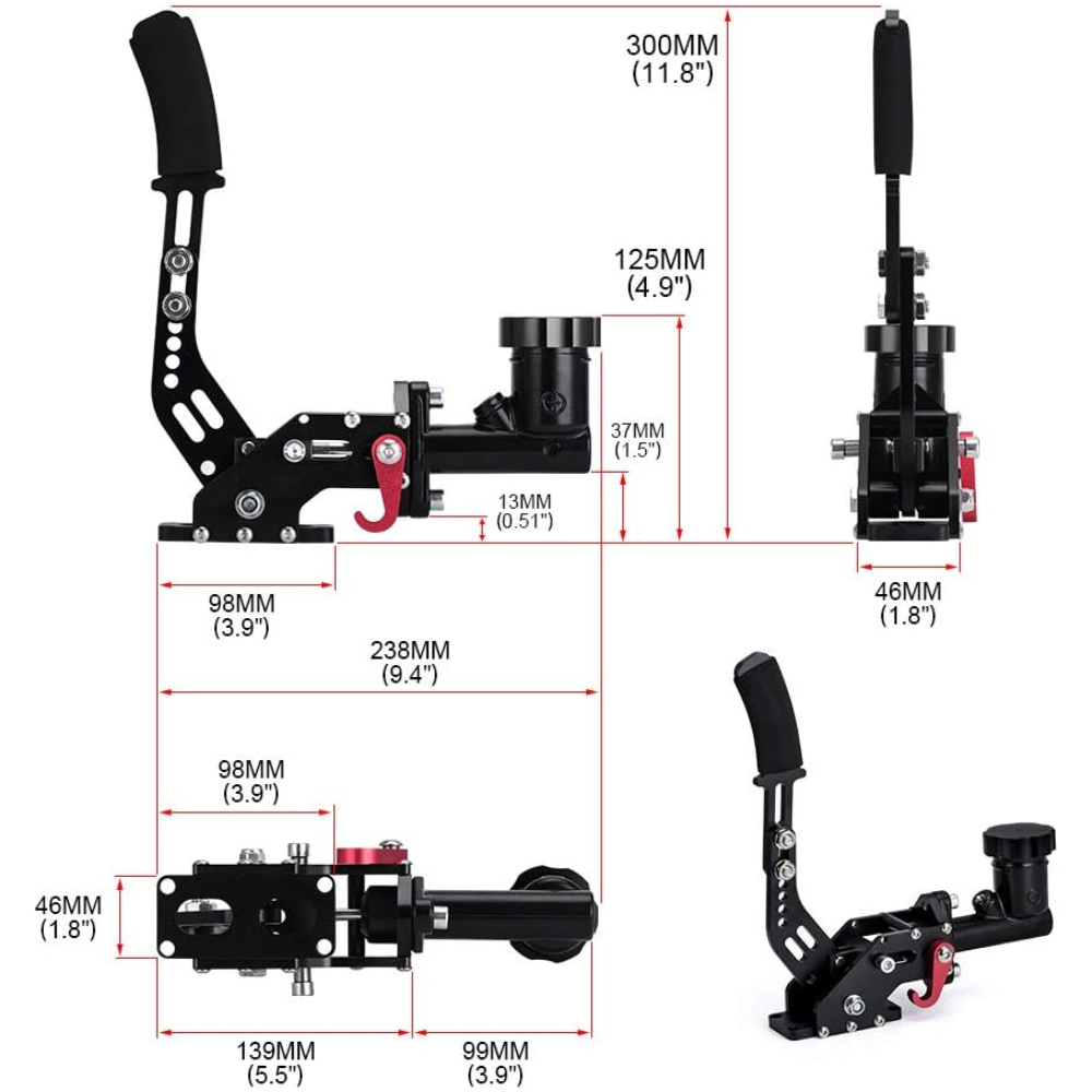 PQY Racing Hydraulic Drift Handbrake with Integrated Oil Tank – Adjustable E-Brake – Black - Image 2