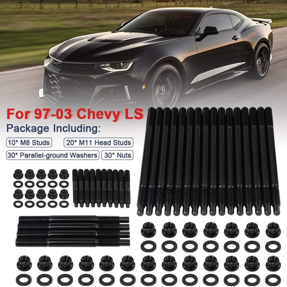 PQY 12-Point Cylinder Head Stud & Nut Kit – For 97–03 Chevy LS1/LS6/LQ9 (4.8L–6.0L) – Black - Image 2