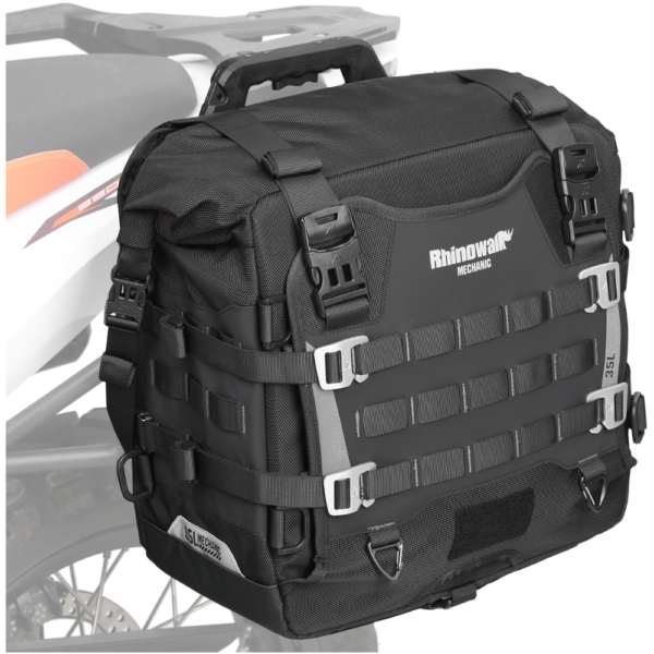 Rhinowalk Waterproof Motorcycle Side Saddle Bag – Black, 35 Liter