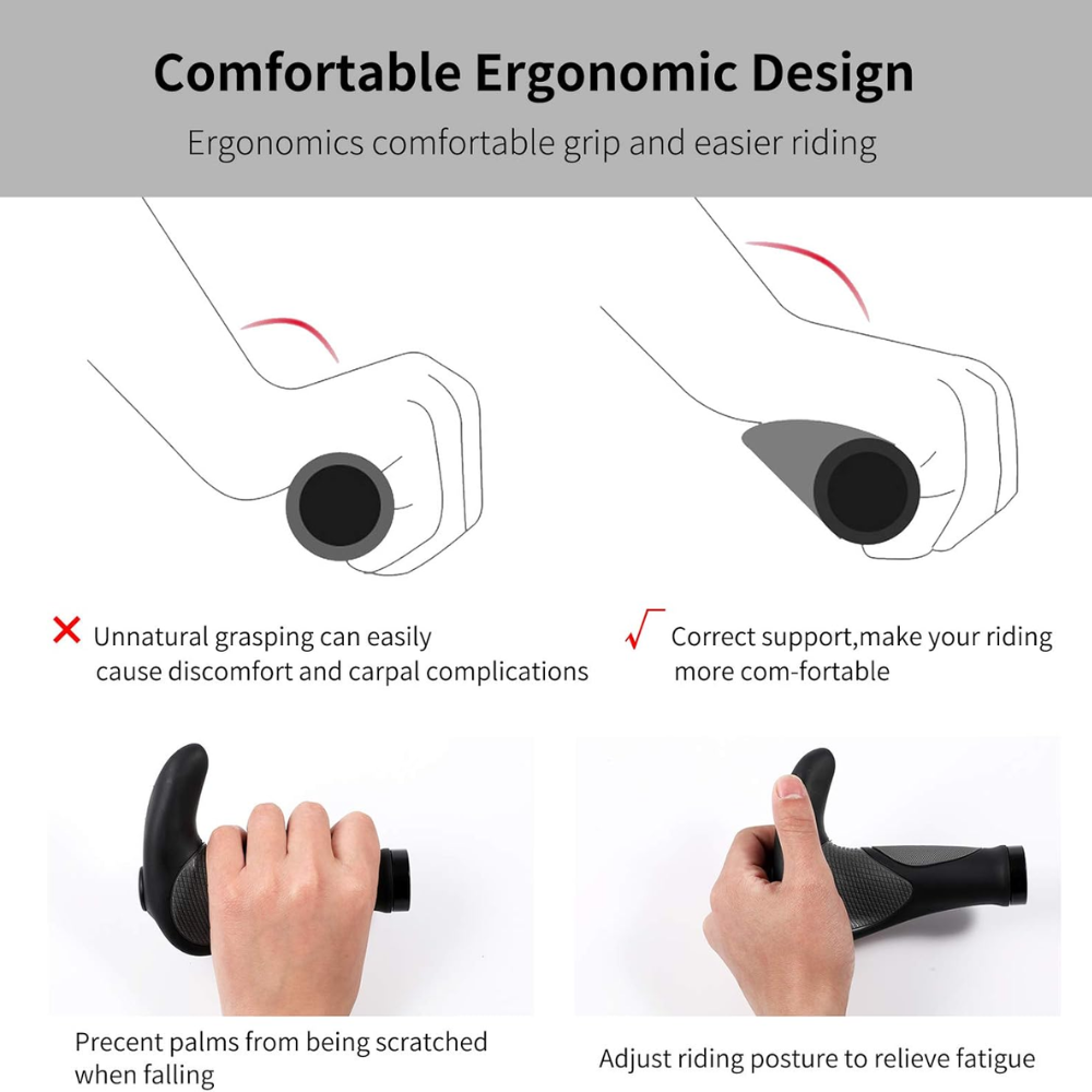 West Biking Ergonomic Bicycle Handlebar Grips with Gecko Bionic Palm Print - Black & Grey - Image 4