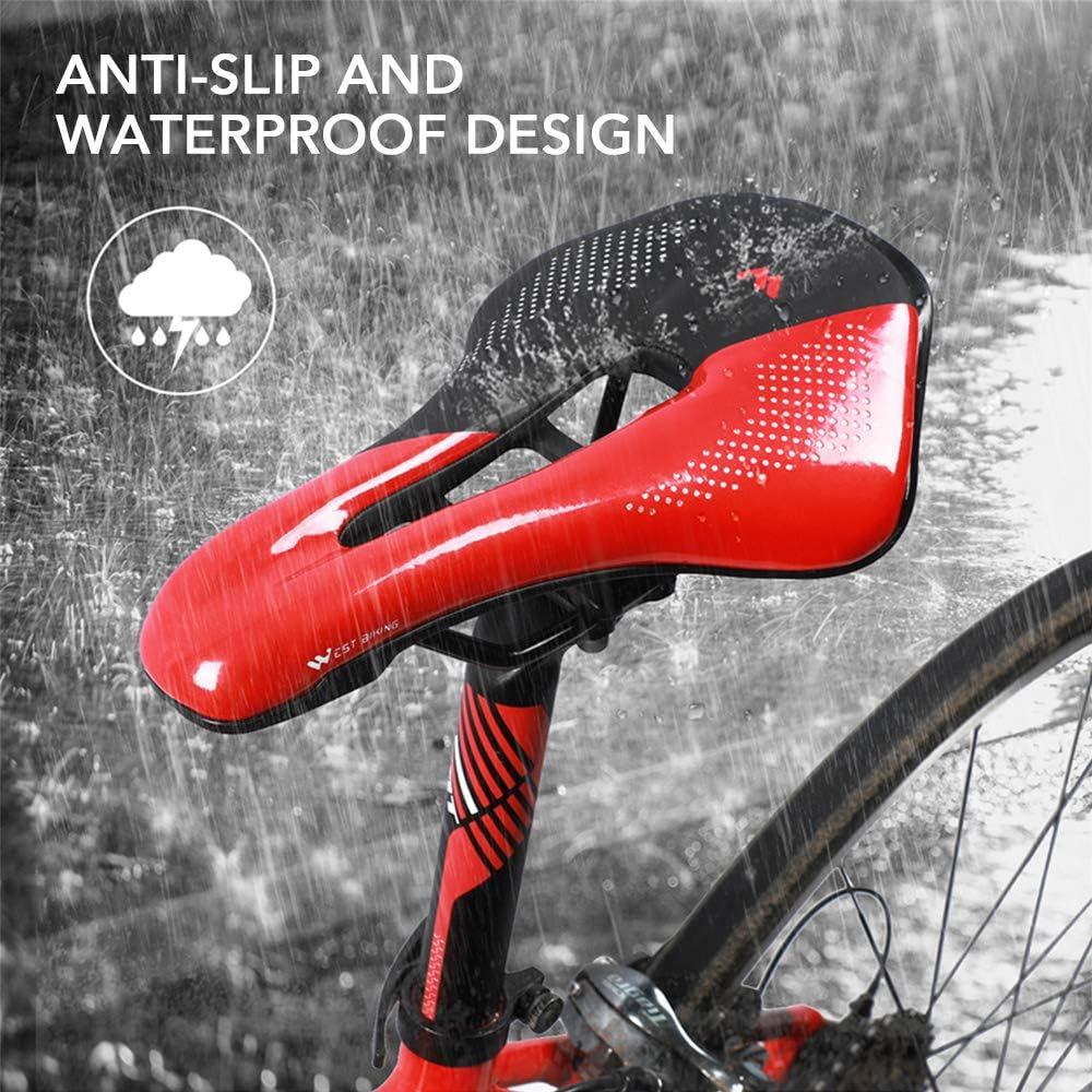 West Biking Memory Foam Padded Bicycle Saddle - White - Image 4