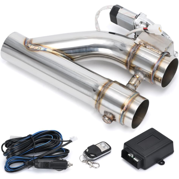 PQY Universal 2.5" Electric Exhaust Cutout Kit – Dual Flaps with Remote Control & Motor