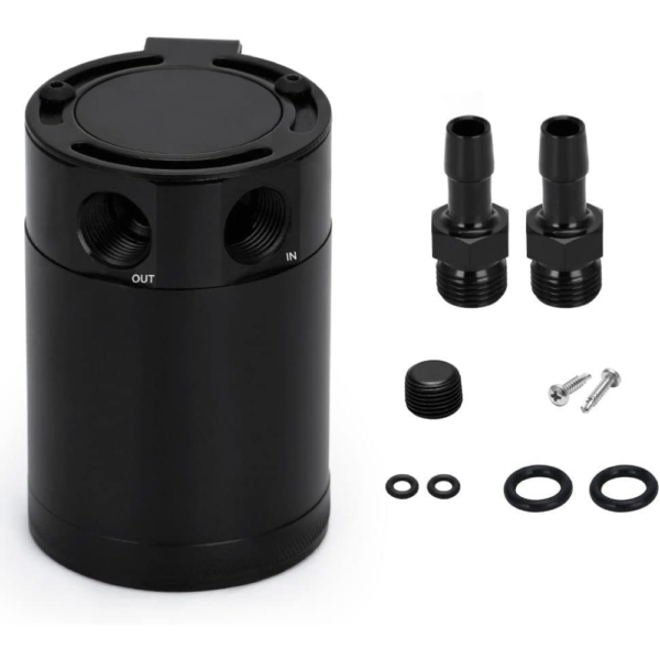 PQY Baffled 2-Port Oil Catch Can Kit – Universal Aluminum Air-Oil Separator
