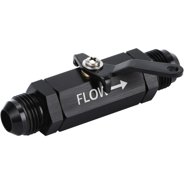PQY AN6 Billet Aluminum Fuel Shut Off Valve – 6AN Male to 6AN Male – Black