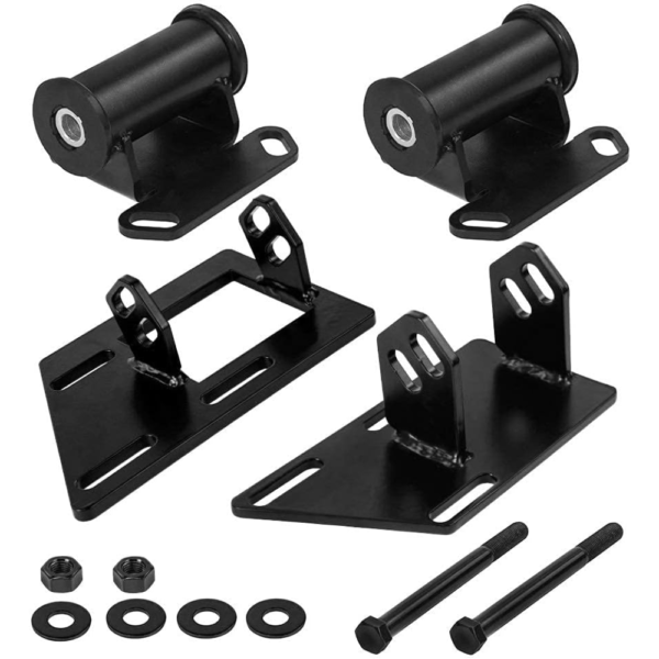 PQY V8 Conversion Motor Mounts & Frame Adapter Plates – For 83–05 Chevy/GMC S10/S15 & Blazer – Black