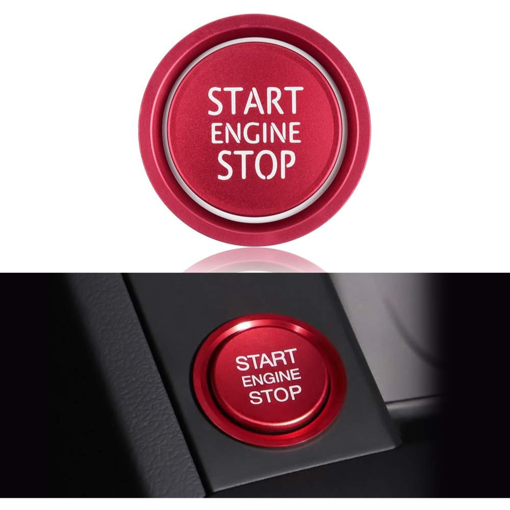 7Cylinder Aluminum Alloy Engine Start Stop Button Cover & Ring – For Audi – Red - Image 8