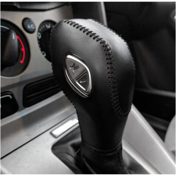 7Cylinder Leather Gear Shift Knob Cover – All-Black Finish – Ford Fusion/Escape/Focus