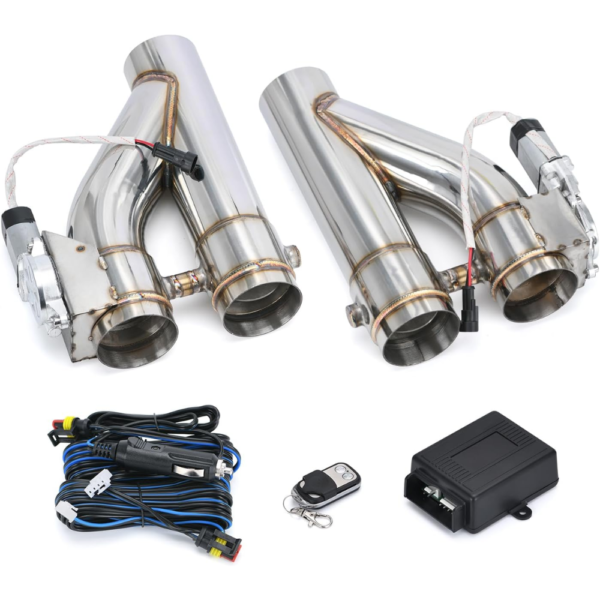 PQY Universal 3-Inch Silver Stainless Steel Dual Exhaust Cutout 2PCS Kit