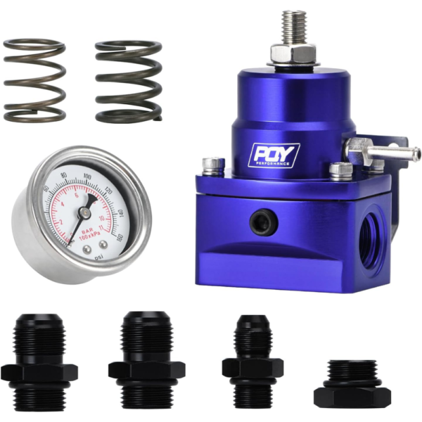 PQY Adjustable 3–70 PSI Blue Fuel Pressure Regulator Kit