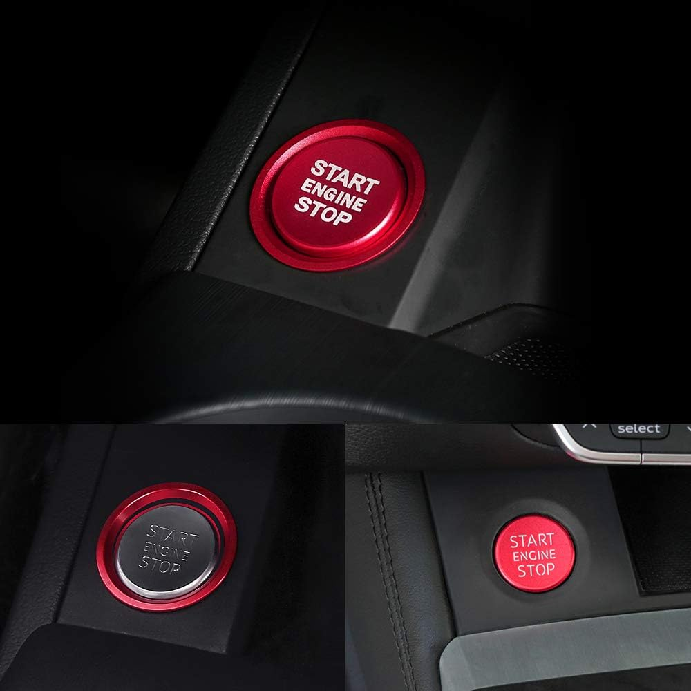 7Cylinder Aluminum Alloy Engine Start Stop Button Cover & Ring – For Audi – Red - Image 7
